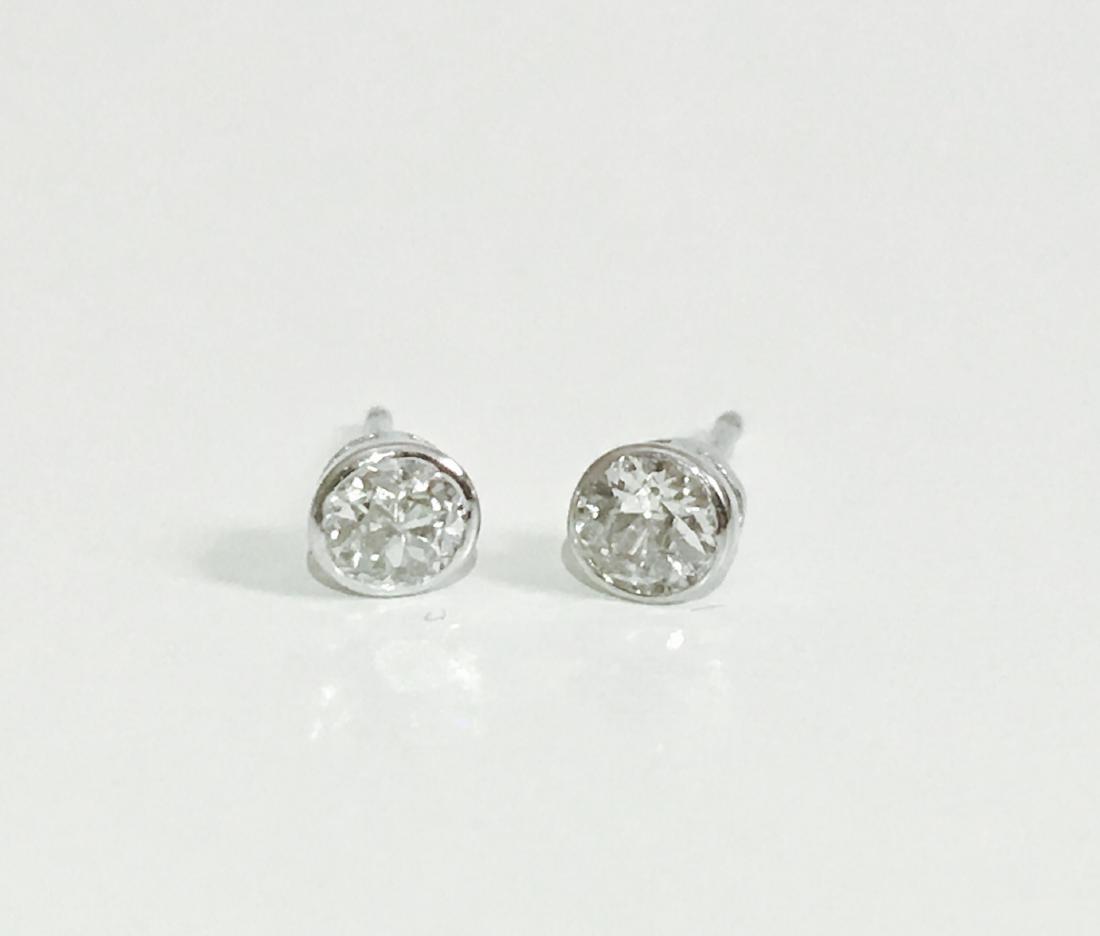 14K white gold, Old mine cut VS diamond Studs Earrings (1 of 4)