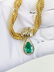 14k Yellow Gold, Emerald & Diamond Necklace *CERTIFIED* - 4