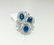 18K White gold. 3.00 CT Diamond & Blue Sapphire Ring - 5