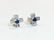 14K Gold. 1.00 CT diamond & Blue Sapphire Stud Earrings - 2