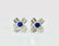 14K Gold. 1.00 CT diamond & Blue Sapphire Stud Earrings - 5