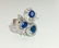 18K White gold. 3.00 CT Diamond & Blue Sapphire Ring - 3