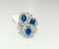 18K White gold. 3.00 CT Diamond & Blue Sapphire Ring - 5
