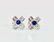 14K Gold. 1.00 CT diamond & Blue Sapphire Stud Earrings - 5