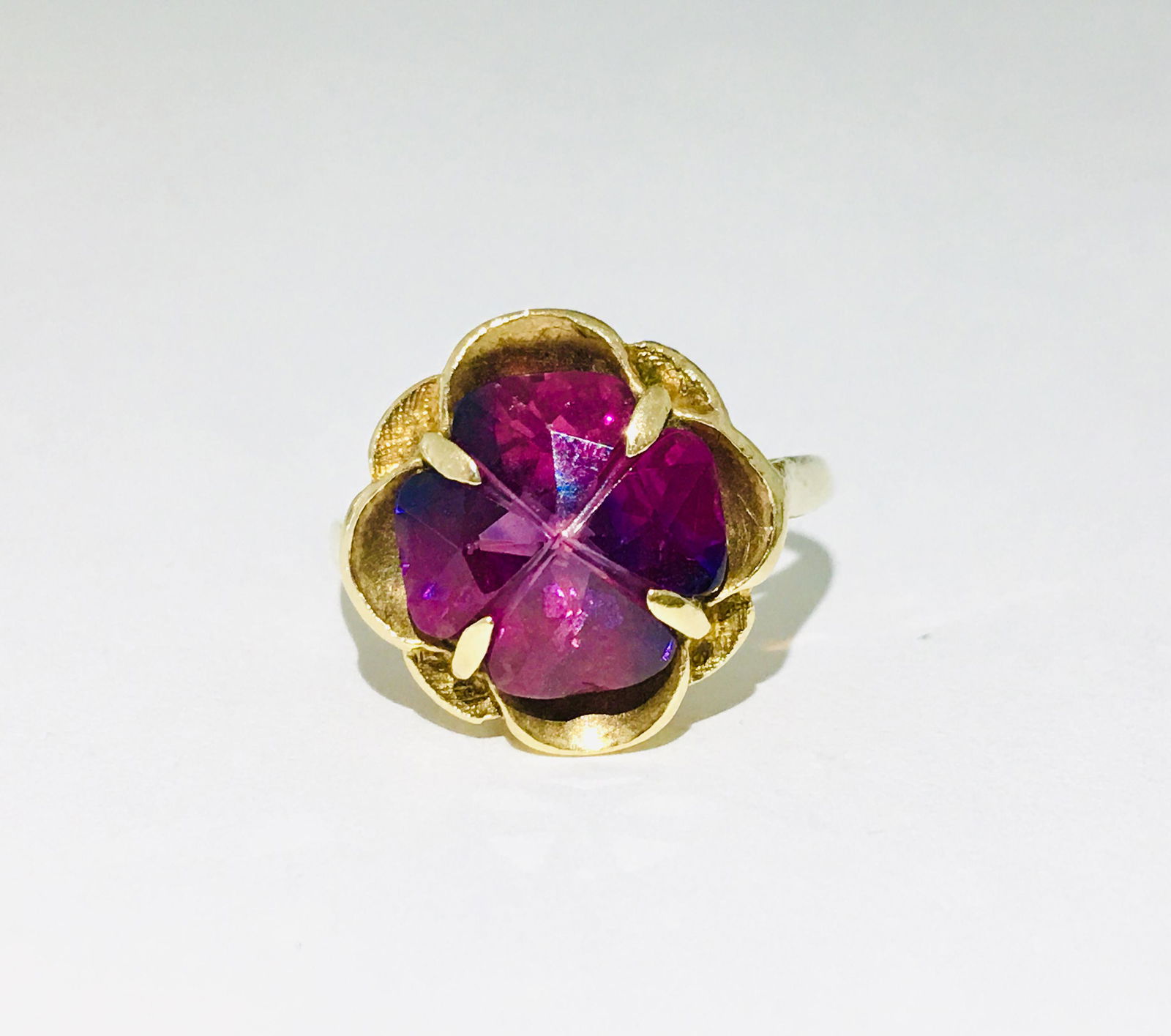 Custom 8.00 CT Flower Amethyst and 14K Gold Ring (1 of 5)
