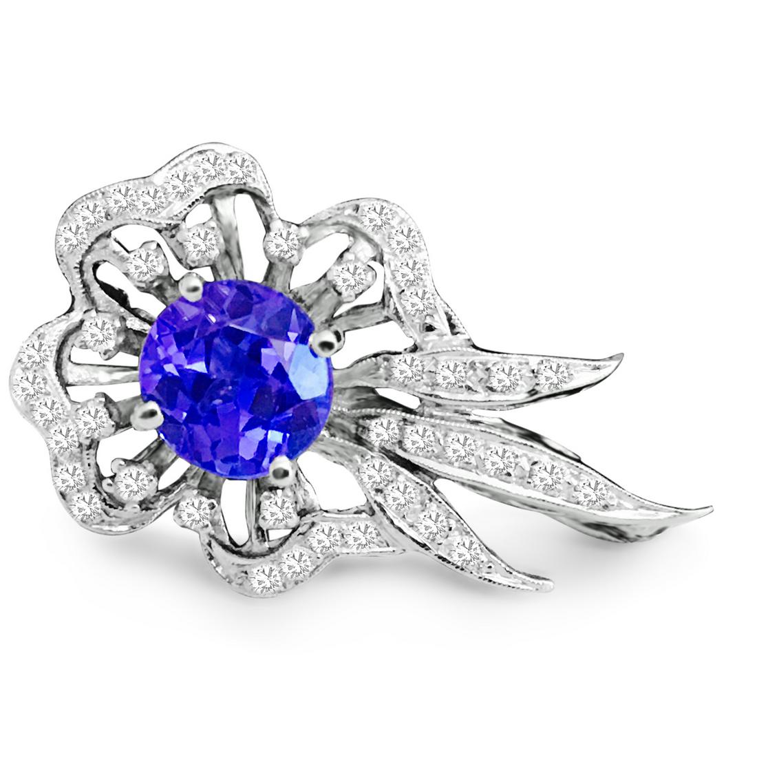 14k Gold Vinatge Diamond Tanzanite Pin (1 of 2)
