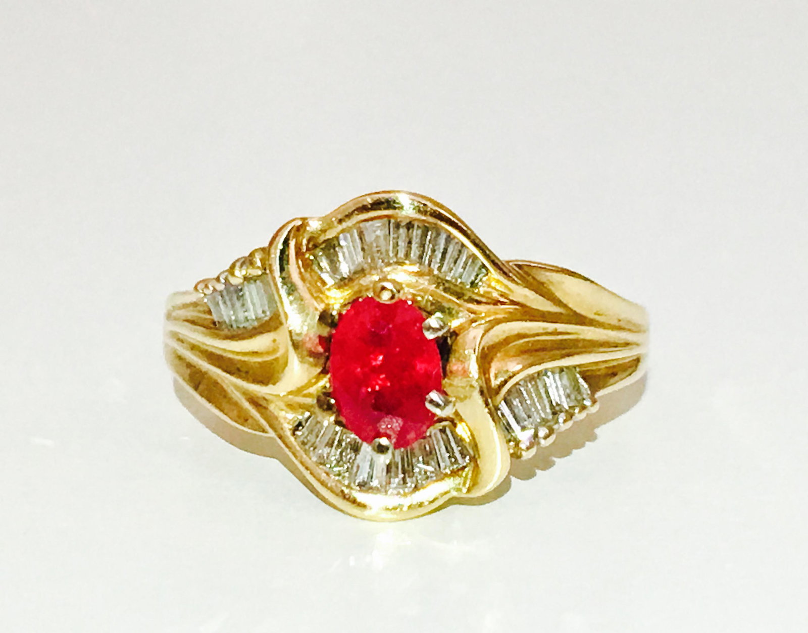 14k Gold, 100% natural Ruby & Diamond Cocktail Ring (1 of 8)