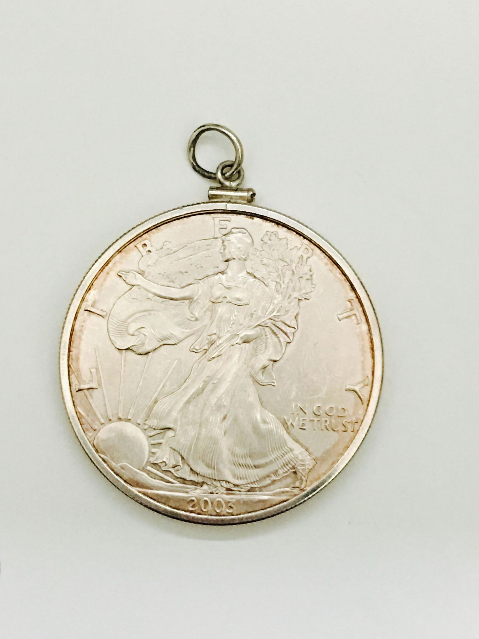 Silver Dollar Coin  AMERICAN EAGLE Pendant (1 of 2)