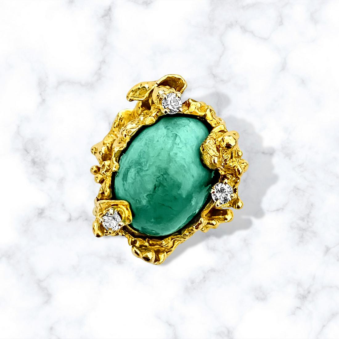 Vintage, Flower Cluster Turquoise & Diamond Ring (1 of 8)