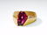 14K Yellow Gold, Fancy Cut Rubellite and Diamond Ring. - 5