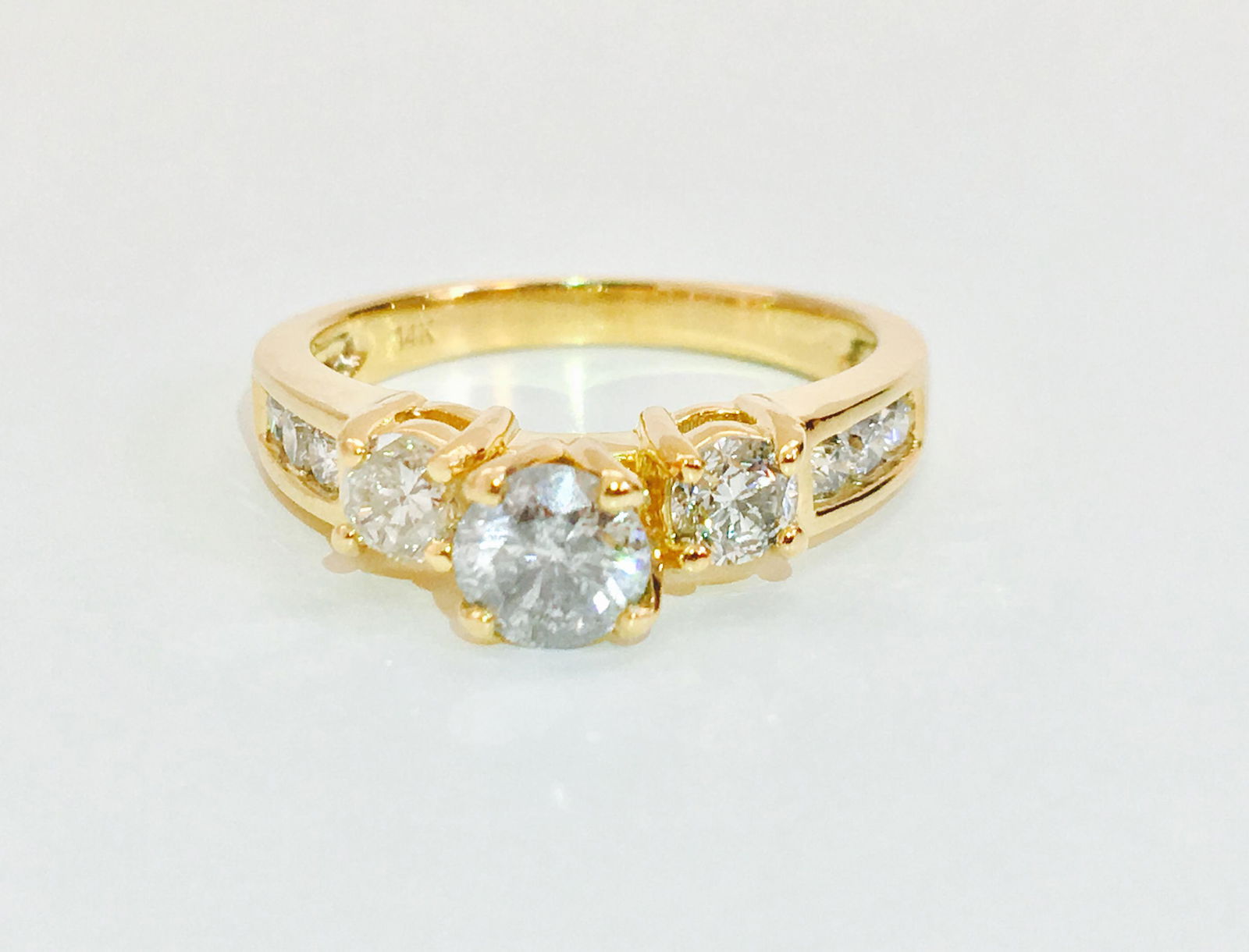 3 Stone 14K Gold, 1.70 CT diamond engagement ring (1 of 7)