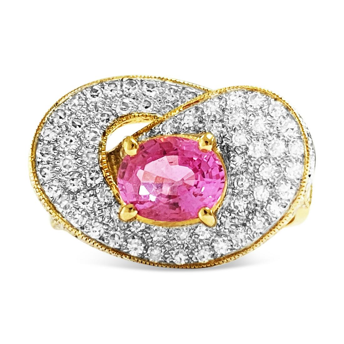 Vintage 3.00 ct Pink Sapphire & Diamond Ring in 18k (1 of 7)