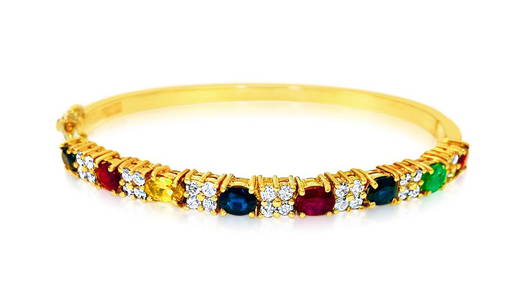 Precious Multi Gemstone & Diamond Bracelet in 18k gold