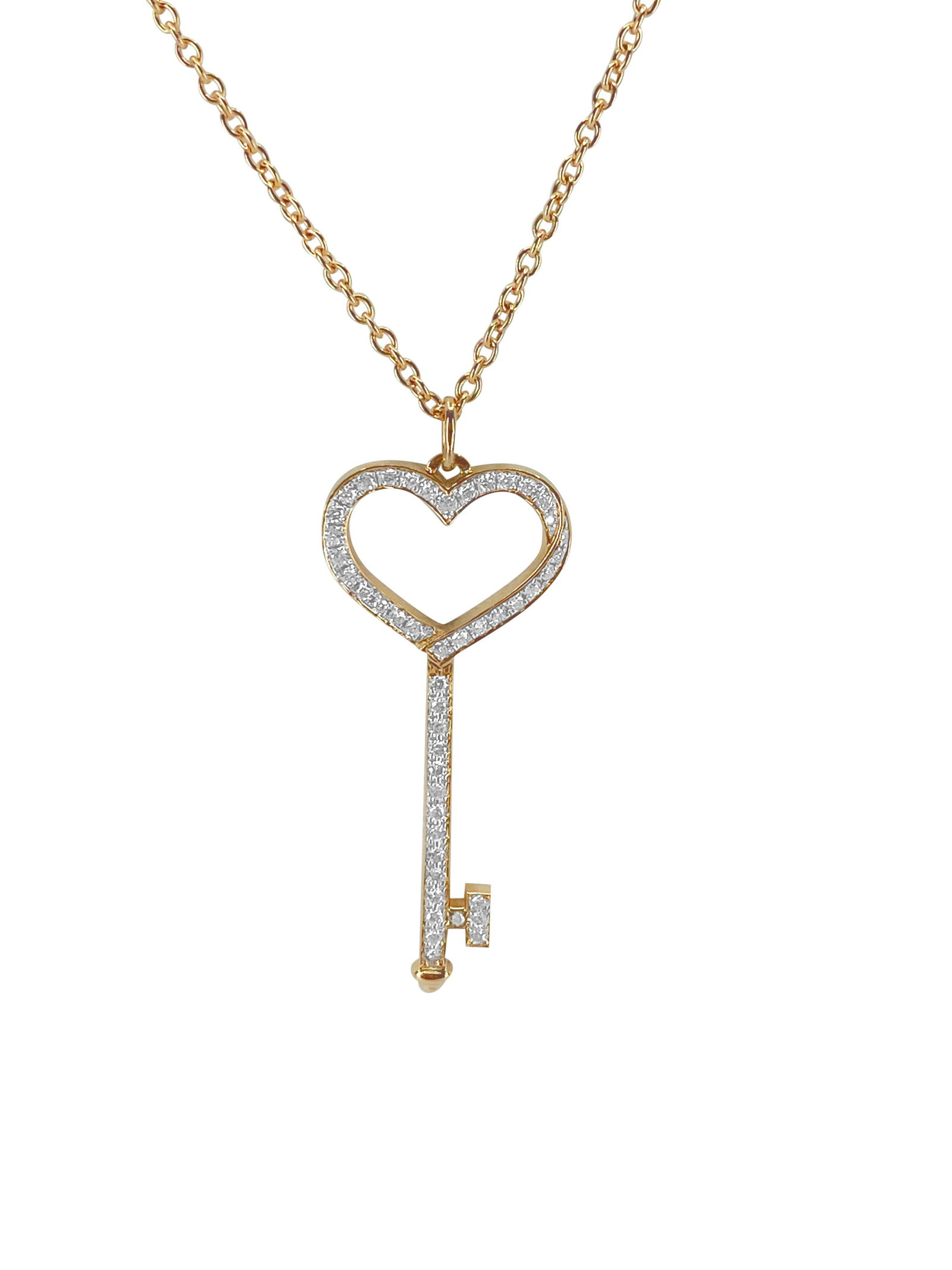 Tiffany Heart Key Pendant Necklace 18k Gold (1 of 7)