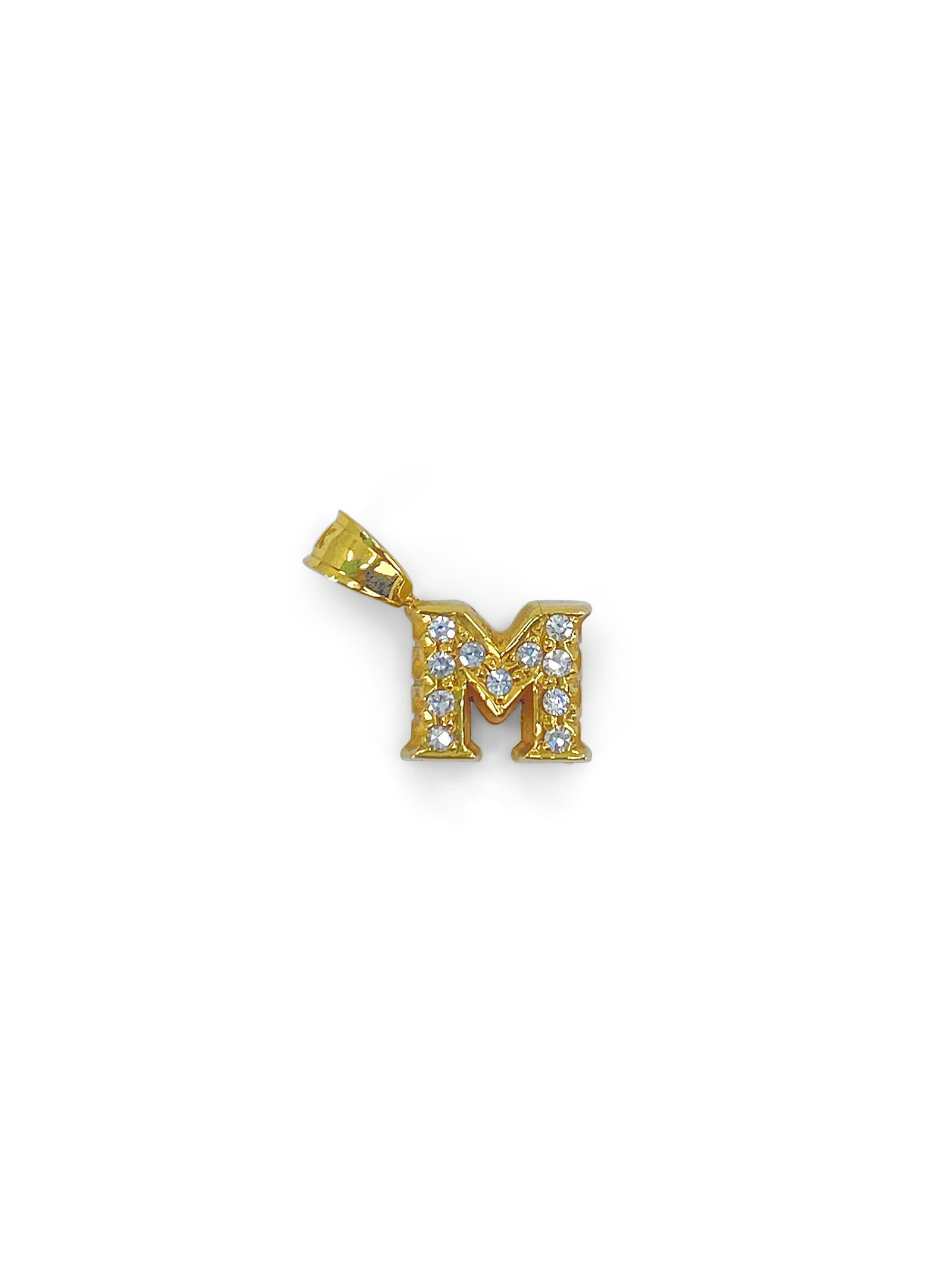 Vintage M Initial Pendant in 14k Gold & Diamond (1 of 6)