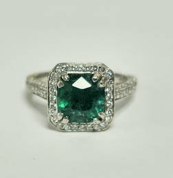RARE 4ct Natural Emerald & Diamond Engagement Ring in Platinum