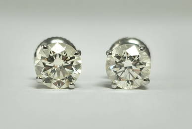 GIA Certified 2.00 Carat Diamond Studs in White Gold