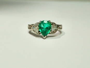 2.50 Colombian Emerald Diamond Cocktail Ring 18k Gold