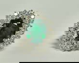 GIA 14K White Gold Emerald Diamond Cocktail Ring