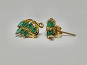 14K Y/G 1.82GMS Emerald Leaf Earrings