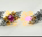 Womens Cocktail Ruby & Diamond Earrings in 18k Gold