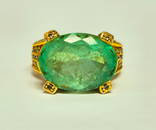 Vintage 11.50ct Colombian Emerald Diamond Ring in 14K