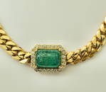 Rare 12.40 carat Colombian Emerald & Diamond Cuban Link Necklace