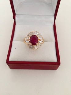 NO HEAT BURMA RUBY SET IN 18K GOLD AND VS DIAMONDS: 1.5 CT NO HEAT BURMA RUBY, 1.00 CT G COLOR VS SI DIAMOND, SET IN 18K GOLD ,COMES WITH APPRAISAL CERT VALUES AT $21,500