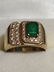 18K GOLD Mens Emerald And Diamond Ring $5900