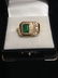 18K GOLD Mens Emerald And Diamond Ring $5900 - 3