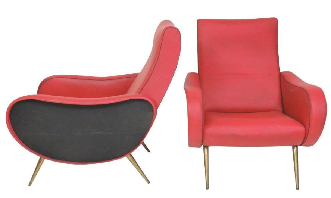 Pair ZANUSO STYLE METAL LEG LOUNGE CHAIRS (1 of 6)