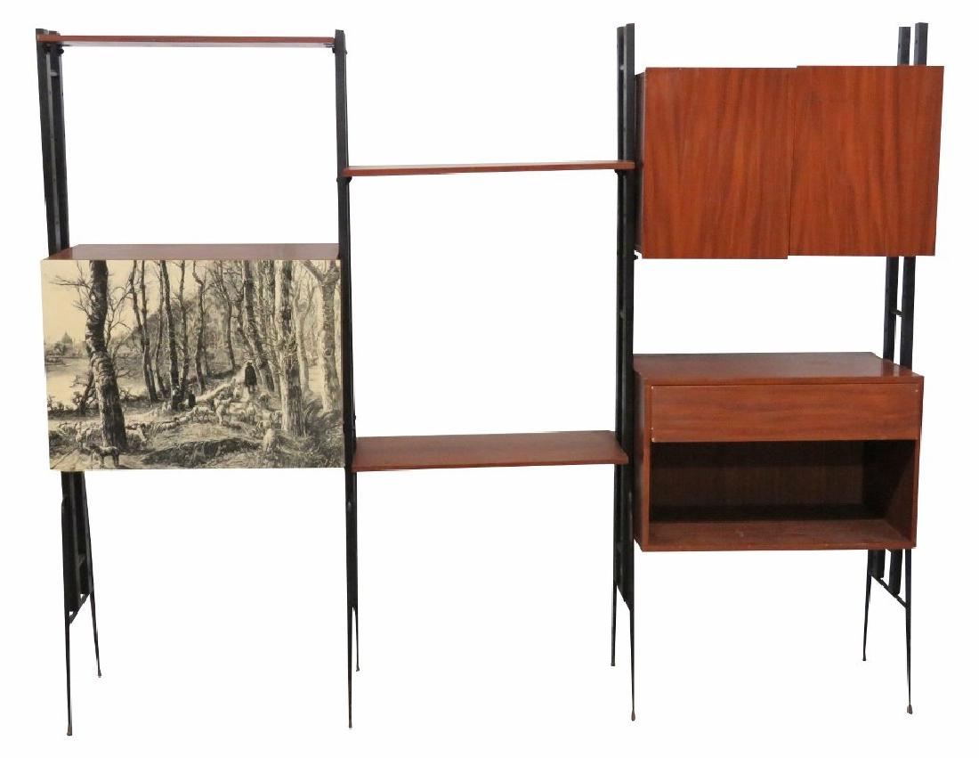ITALIAN MODERN TEAK & IRON WALL UNIT (1 of 5)