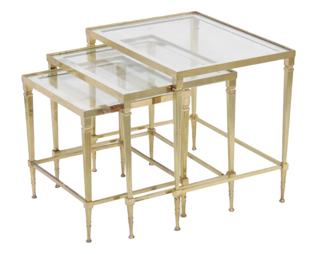 ITALIAN BRONZE GLASSTOP NESTING TABLES (1 of 3)