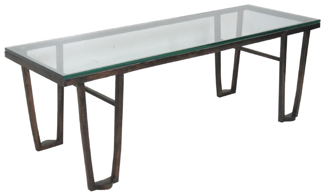 BRONZE GLASSTOP COFFEE TABLE attr. JEAN MICHELE FRANK (1 of 4)