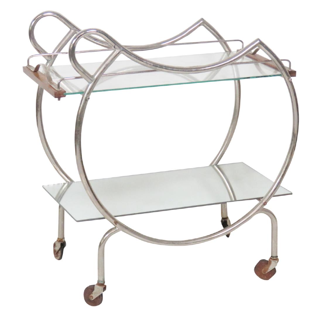 MODERN DECO CHROME & GLASS BAR CART (1 of 6)