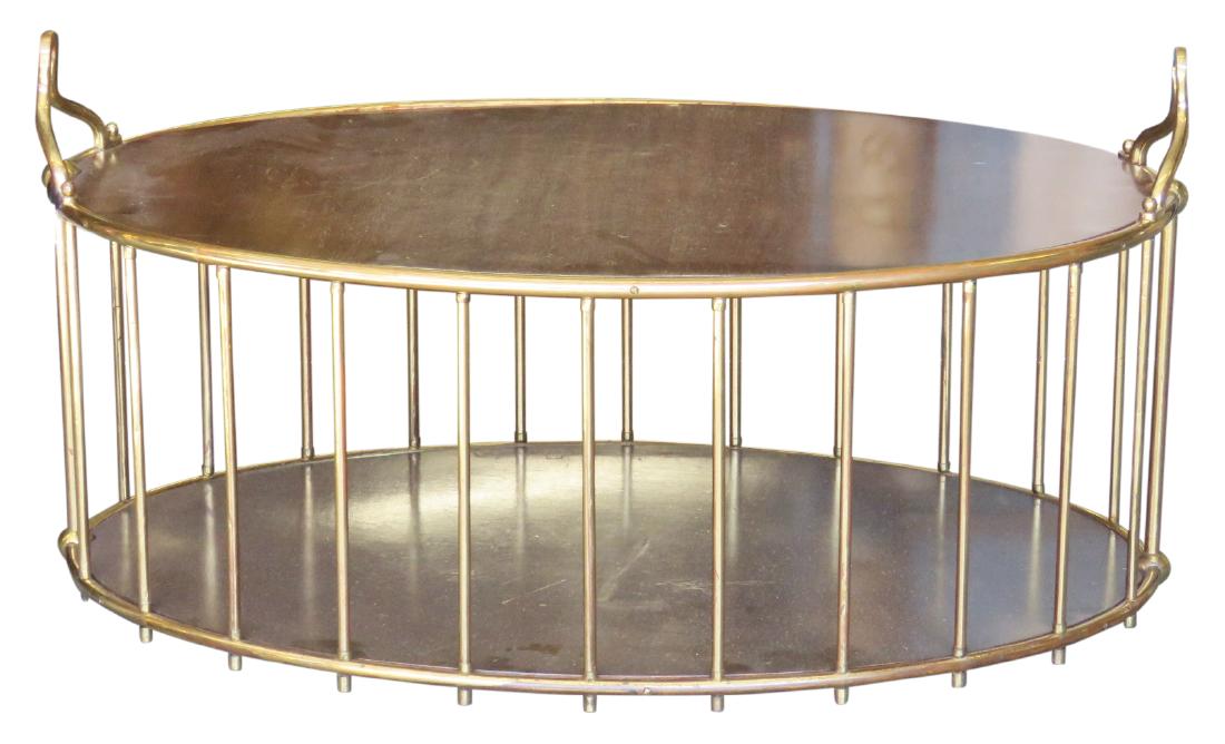 MODERN DESIGN BRASS & WALNUT COFFEE TABLE (1 of 4)