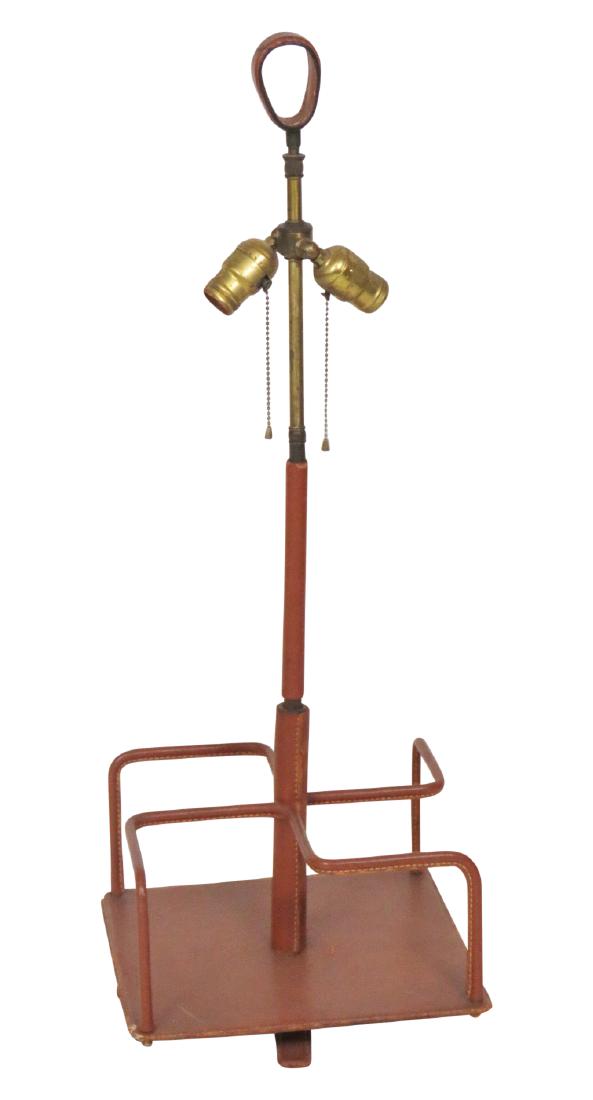 JACQUES ADNET BROWN LEATHER DESK LAMP (1 of 5)