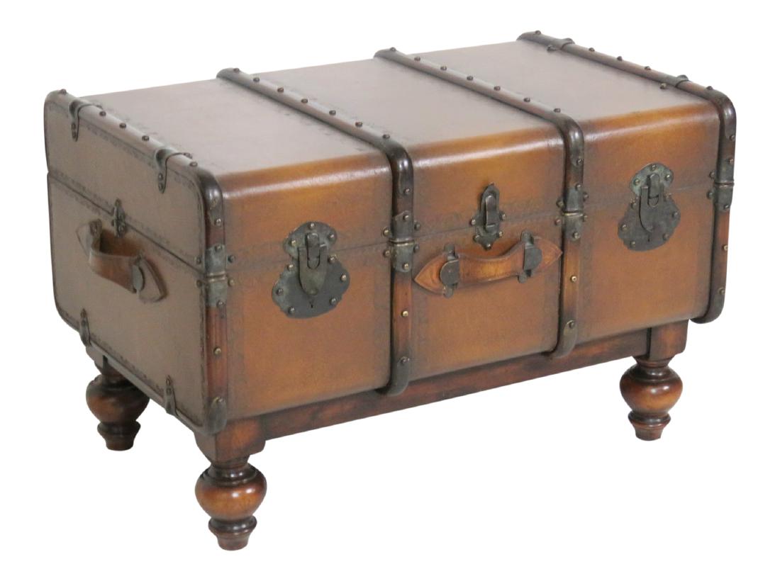 CUSTOM LEATHER TRUNK COFFEE TABLE (1 of 6)