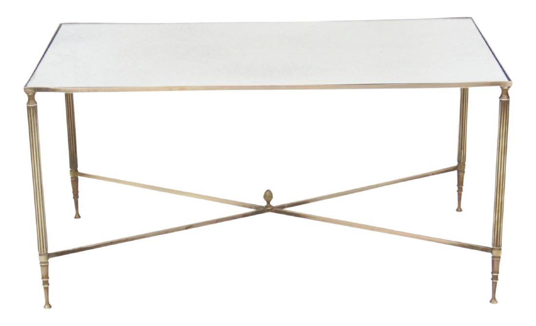 DIRECTOIRE STYLE MIRRORTOP BRASS COFFEE TABLE (1 of 4)