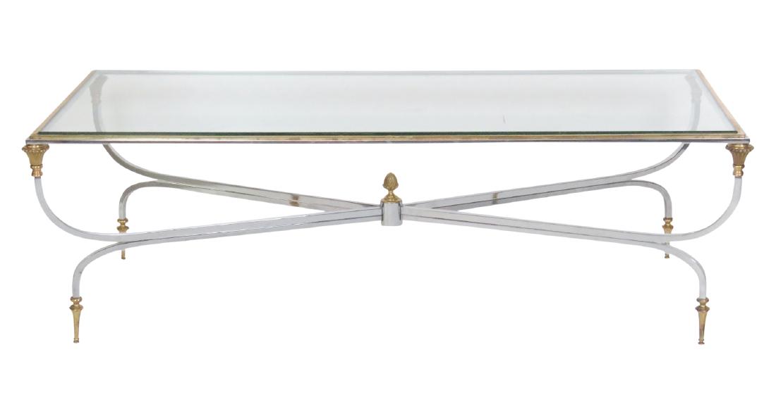 JANSEN STYLE CHROME & BRASS GLASSTOP COFFEE TABLE (1 of 6)