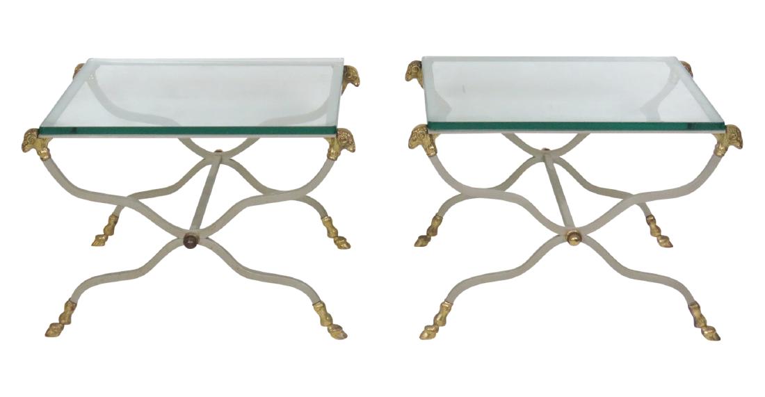 Pair DIRECTOIRE STYLE CHROME & BRASS GLASSTOP SIDE (1 of 3)