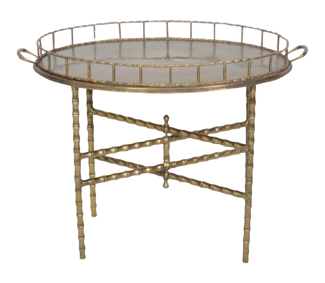FAUX BAMBOO BRASS TRAY TOP TABLE (1 of 2)