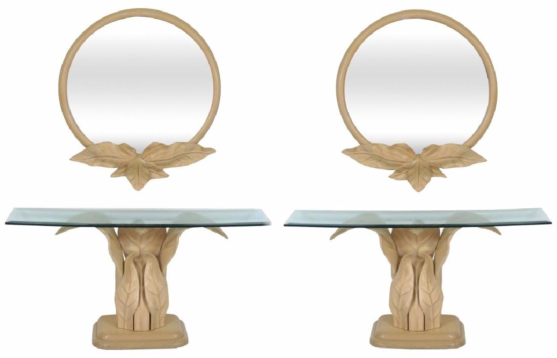Pair CONTEMPORARY LEAF FORM CONSOLES & MIRRORS (1 of 5)