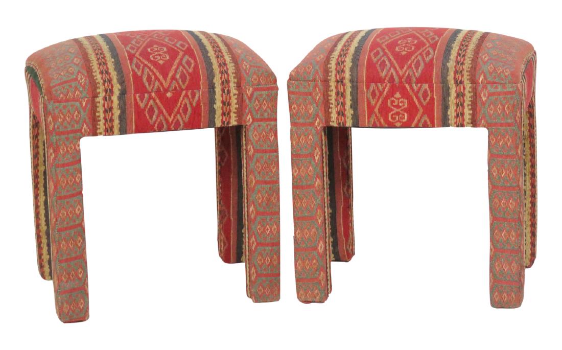 Pair CUSTOM UPHOLSTERED STOOLS (1 of 3)