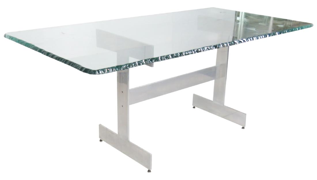 MILO BAUGHMAN STYLE CHROME & GLASSTOP DINING TABLE (1 of 6)