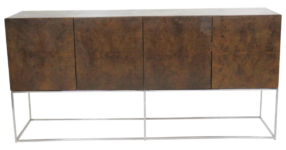 MILO BAUGHMAN THAYER COGGIN WALNUT & CHROME SIDEBOARD (1 of 9)