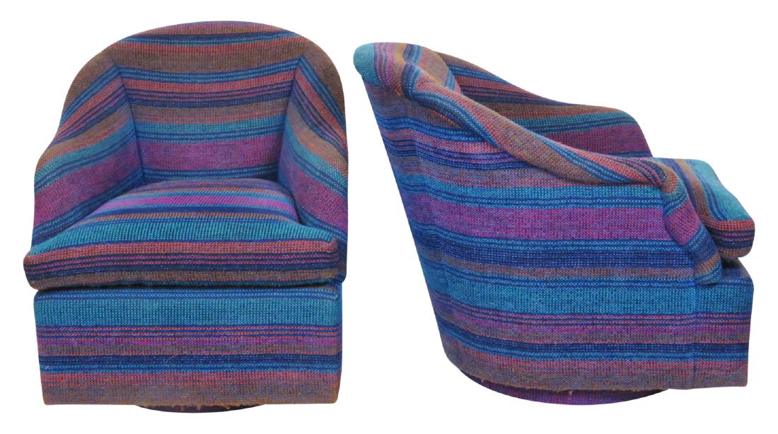 Pair MILO BAUGHMAN THAYER COGGIN SWIVEL LOUNGE CHAIRS (1 of 4)