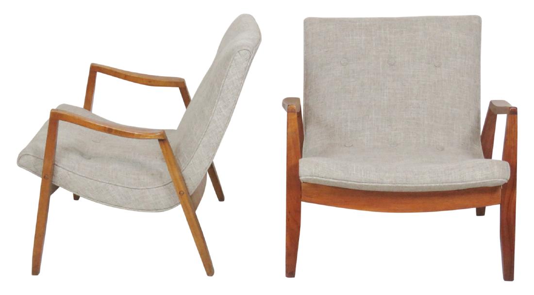 Pair MILO BAUGHMAN THAYER COGGIN TUFTED LOUNGE CHAIRS (1 of 5)