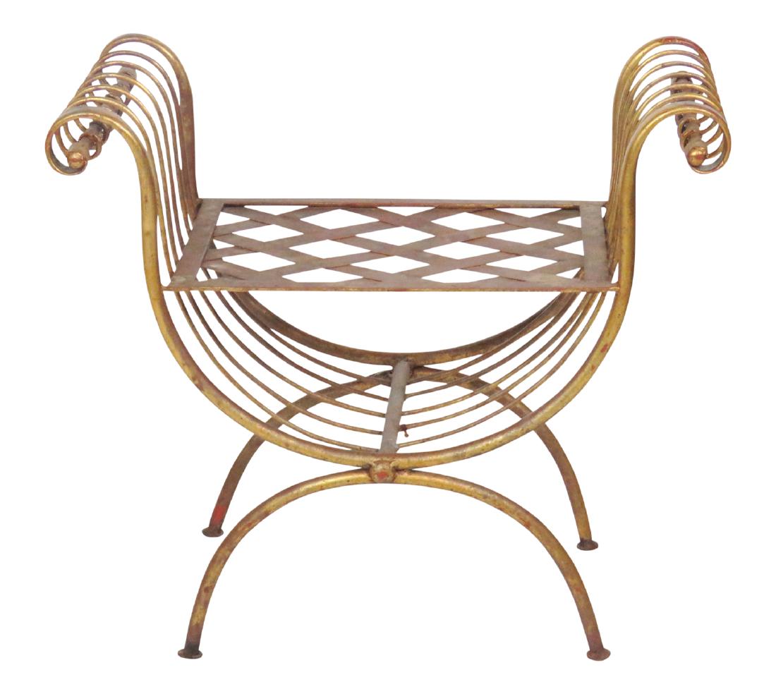 REGENCY STYLE GILT PAINTED CERULE STOOL (1 of 2)