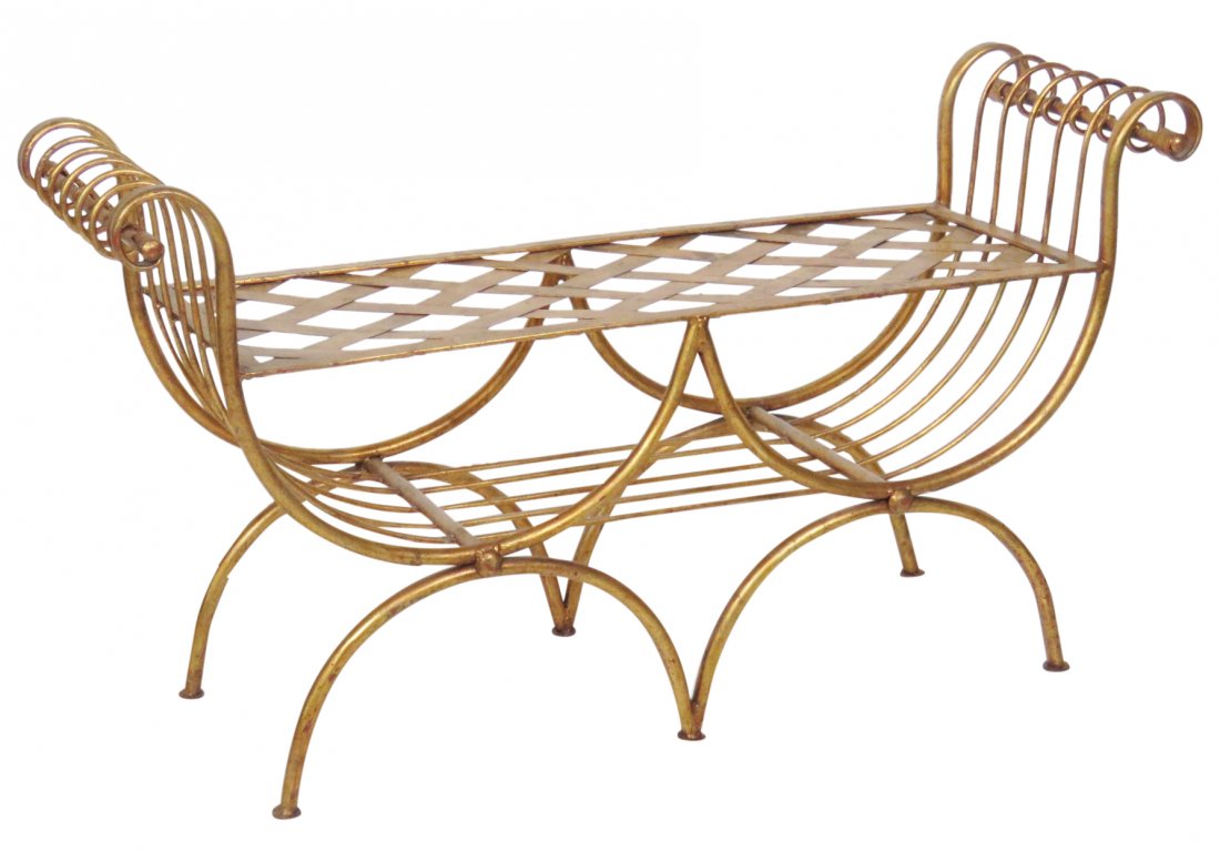 REGENCY STYLE GILT PAINTED CERULE BENCH (1 of 3)